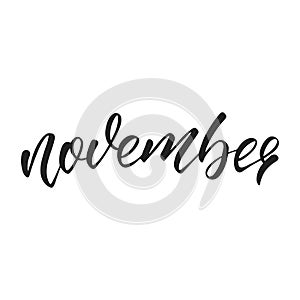 November. Autumn lettering. Autumn seasonal hand lettering quote.