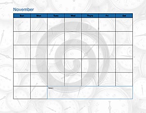 November Blank Calendar