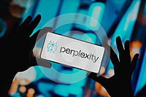 November 24, 2023, Brazil. In this photo illustration, the Perplexity AI logo is displayed on a smartphone screen