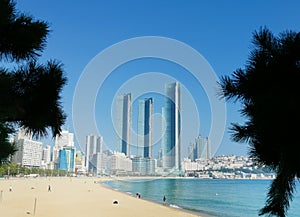 2 November 2022 - Busan, South Korea: Cityscape showing Haeundae Beach