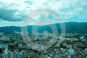 November 9, 2019, Georgetown, Penang, Malaysia, a bird's-eye view of Georgetown, a city of culture and unique architecture.