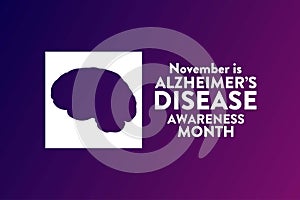 November is National Alzheimers Disease Awareness Month. Holiday concept. Template for background, banner, card, poster