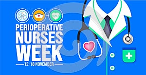 November is Perioperative Nurses Week background template. Holiday concept.