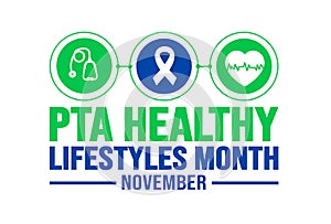 November is PTA Healthy Lifestyles Month background template. Holiday concept.