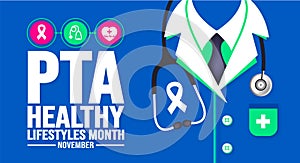 November is PTA Healthy Lifestyles Month background template. Holiday concept.