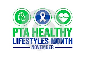 November is PTA Healthy Lifestyles Month background template. Holiday concept. photo