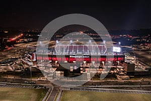 Snapdragon Stadium in San Diego at night