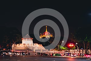 2019 November 7th, Thailand, Bangkok, Wat Saket (Golen Mount) - View of the temple at night