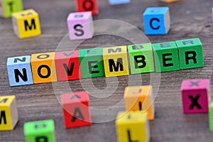November word on table