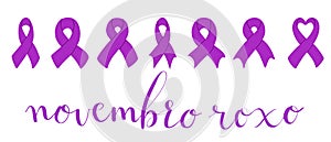 Novembro Roxo translation from portuguese November Purple, Brazil campaign for preterm infants support. Handwritten