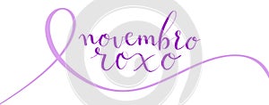 Novembro Roxo translation from portuguese November Purple, Brazil campaign for preterm infants support. Handwritten photo