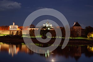 Novgorod Kremlin at night