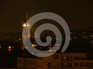 Novi Sad Church Tower At Night