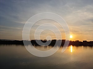 Novi Sad Danube Petrovaradin Vojvodina Serbia Sunset