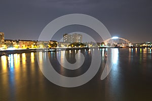 Novi Sad night shot over bridge danube donau river