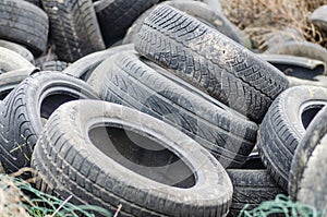 Novi Sad, Serbia - December 21. 2020: Waste tire recycling in Novi Sad