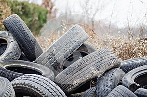 Novi Sad, Serbia - December 21. 2020: Waste tire recycling in Novi Sad