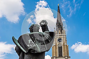 Cathedral and Svetozar Miletic statue, Novi Sad, Vojvodina province, Serbia. photo