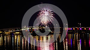 Novi Sad /Serbia - July 12th 2018: Fireworks on opening night of Exit Music Festival photo