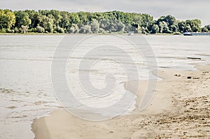 Novi Sad, Serbia - September 29. 2019: Sandy beach on the Danube River