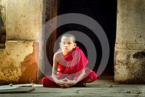 Novice buddhist monk in Bagan