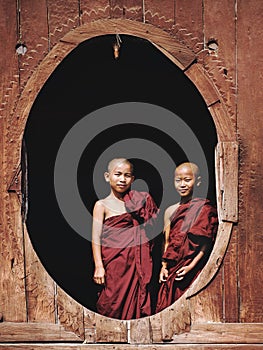 Novice Buddhist Monks at Shwe Yan Pyay Monastery, Nyaung Shwe, Myanmar