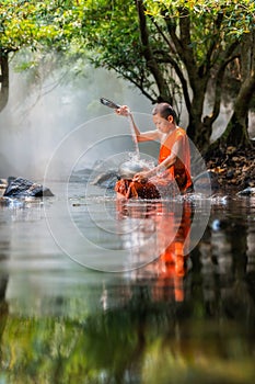 Novice Monk in Thailand. photo