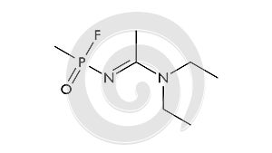 novichok a-230 molecule, structural chemical formula, ball-and-stick model, isolated image organophosphate nerve agent