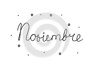 Noviembre phrase handwritten with a calligraphy brush. November in spanish. Modern brush calligraphy. Isolated word black photo
