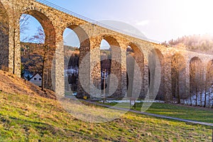 Novina Viaduct - old stone railway bridge near Krystofovo Udoli, Czech Republic photo