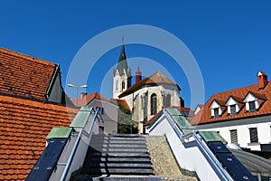 Novo Mesto cathedral or St Nicholas\'s cathedral landmark in Dolenjska, Slovenia photo