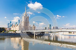 Novoarbatsky Bridge with Hotel Ukraina in Moscow,