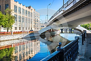 Novolefortovsky bridge of the Third Transport Ring, Yauza river, Moscow