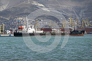 Novorossiysk, Russia 08.18.2023. Port cranes, Black Sea, port, Krasnodar Territory, Novorossiys