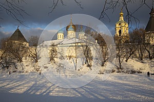 Novospassky monastery in Moscow  Russia during the winter