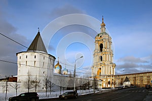 Novospassky Monastery New monastery of the Saviour during winter day. Moscow. Russia