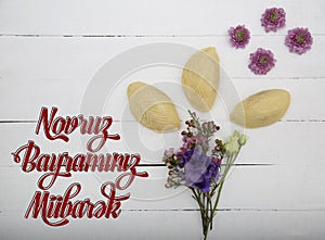 Novruz holiday poster with wording in translation Happy Novruz Celebration