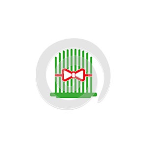 Novruz holiday wheat grass semeni or sabzi with ribbon line icon. linear style sign for mobile concept and web design