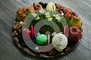 Novruz tray with Azerbaijan national pastry