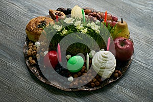 Novruz tray with Azerbaijan national pastry