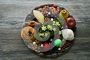 Novruz tray with Azerbaijan national pastry