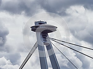 Novy Most bridge or UFO bridge in Bratislava, Slovakia