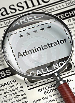 Now Hiring Administrator. 3D.