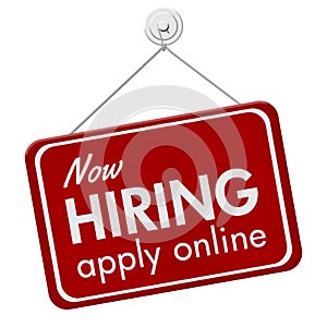 Now hiring apply online red sign