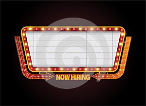 Now hiring banner neon sign