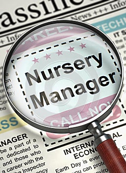 Now Hiring Nursery Manager. 3D.