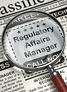Now Hiring Regulatory Affairs Manager. 3D. photo