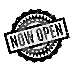 Now Open rubber stamp