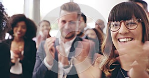 Now thats a positive response. 4k video footage of businesspeople applauding while attending a conference.