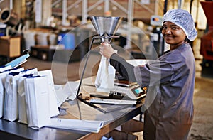 Now thats what I call fresh. a worker in a coffee packaging and distribution warehouse.